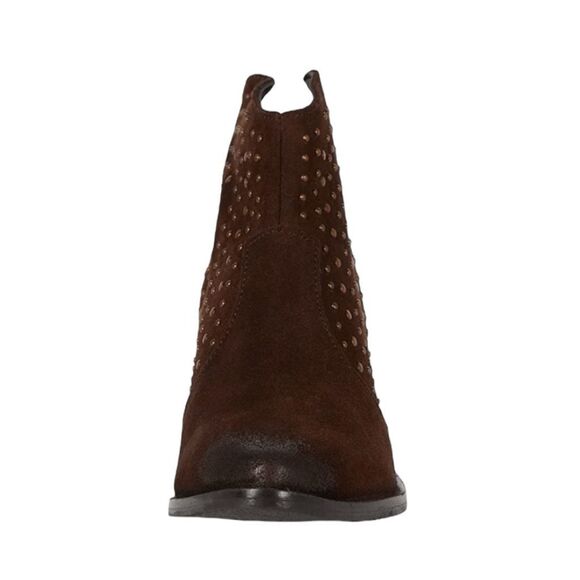 Very Volatile Zeke Studded Western Ankle Boots Brown Suede Stack Heel 7.5 - Picture 3 of 10